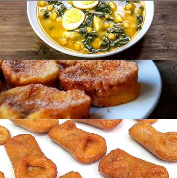 Potaje, torrijas y pestiños