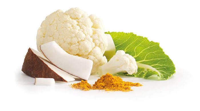 Coliflor, leche de coco y curry